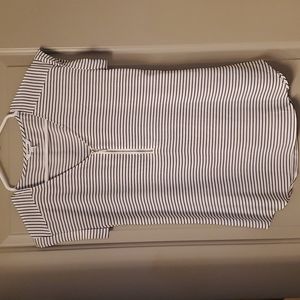 Express curved hem top xs black & white stripe